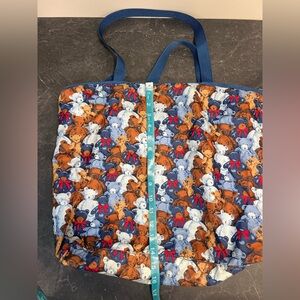 Retro Adorable Teddy Bear Print Tote Bag